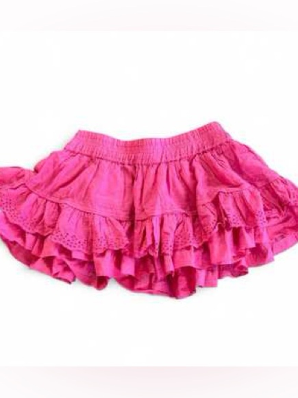 Minnie Rose Hot Pink Ruffled Tiered Mini Skirt